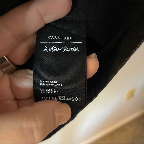 & Other Stories Puff-Sleeve Button Detail Denim Mini Dress in Washed Black sz 8 - Picture 5 of 10